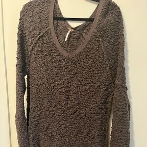 Grey oversized free people cable knit sweater - size small
